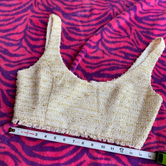 NBD tweed cream and gold crop top - Picture 2 of 10